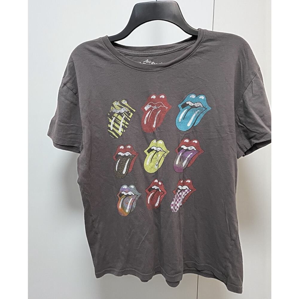 The Rolling Stones Gray T-shirt famous lips  XL Retro Trendy Indie Y2K Grunge
